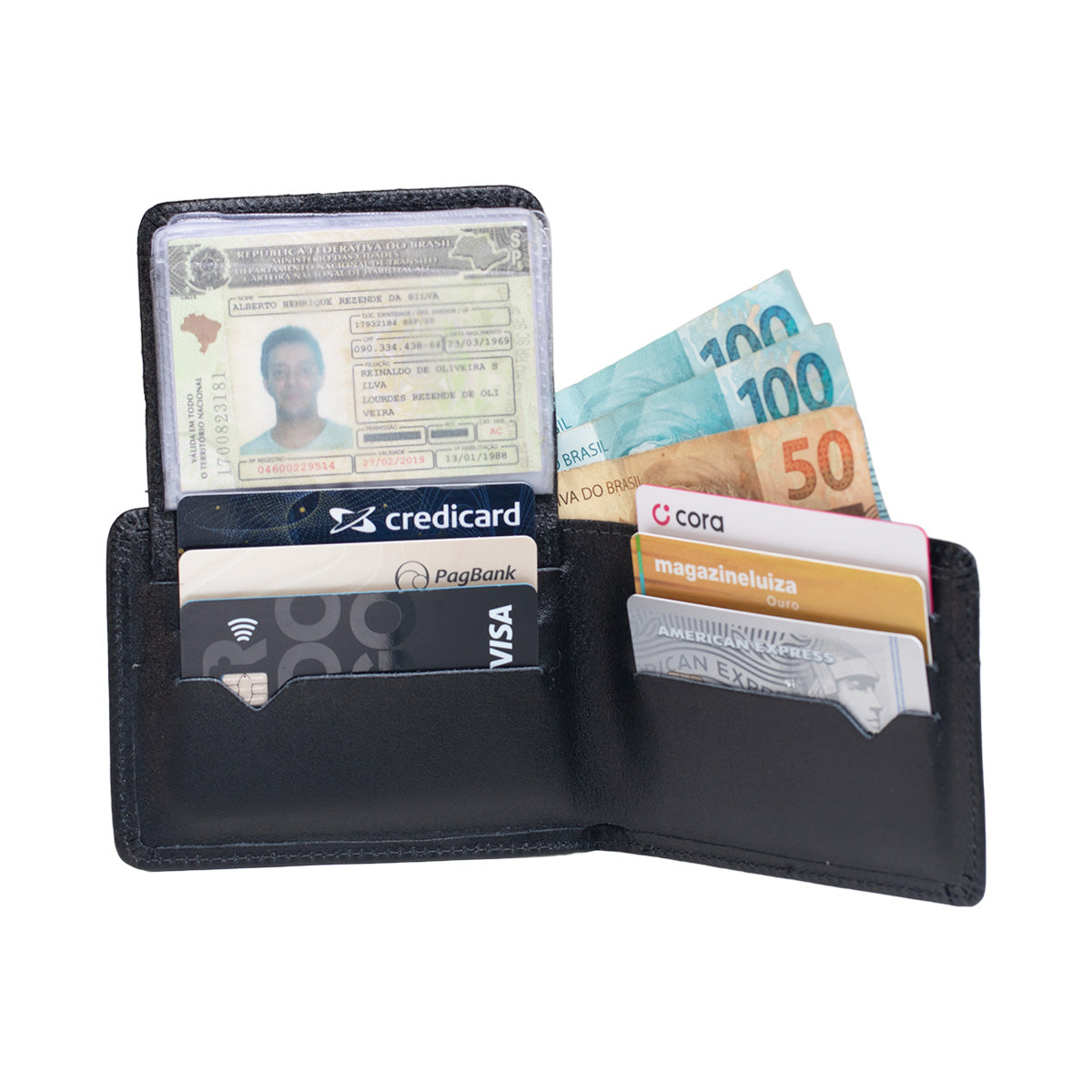 Carteira Masculina de Couro Legítimo Águia Couro Duas em Uma Couro Montana + Brinde Surpresa
